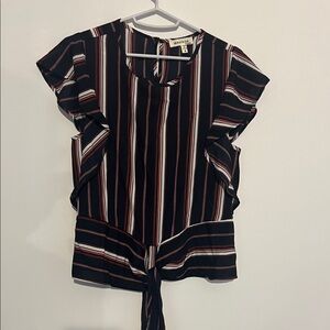 Monteau Black and Red Striped Blouse